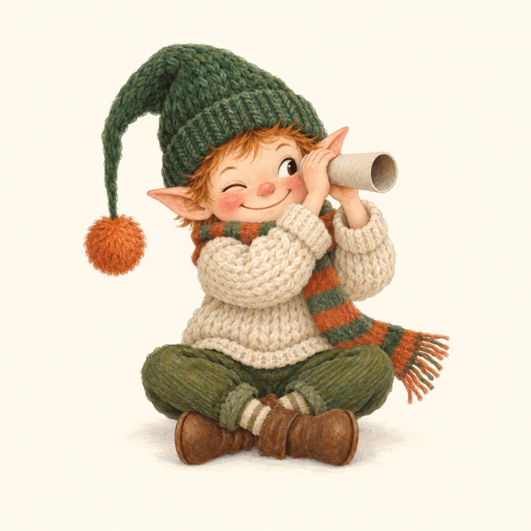 Le portrait de Pompon, lutin au bonnet vert